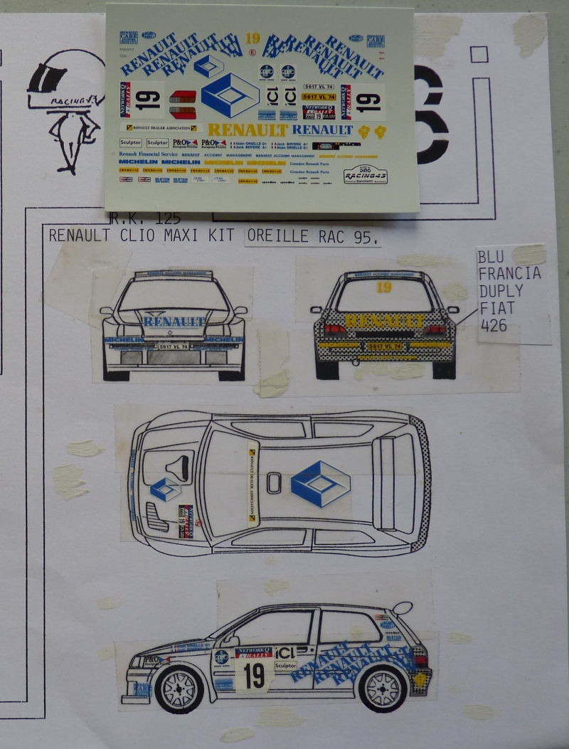 Décalcomanies (decals) 1/18 Pour Renault Clio 16s Gr.A - Rallye 24h Ypres 1991 (Simon Racing) - Neuf