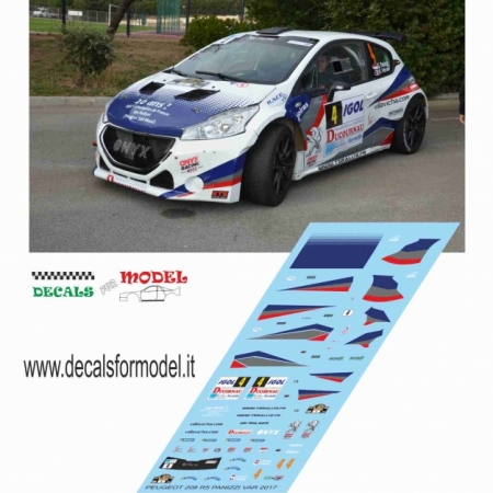 DECALS PEUGEOT 208 R5 - PANIZZI - RALLY DU VAR 2017