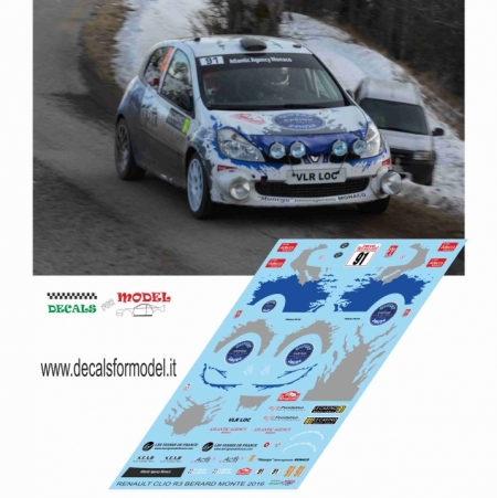 DECAL RENAULT CLIO R3 - BERNARD - RALLY MONTECARLO 2016