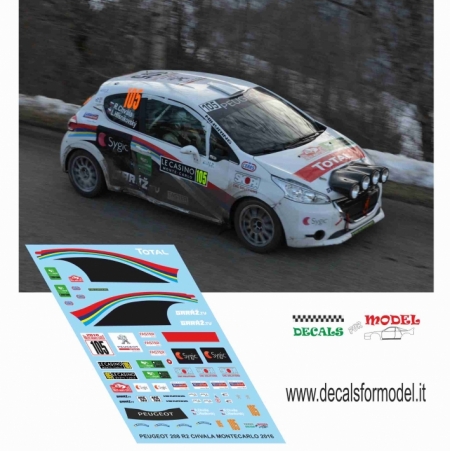 DECAL PEUGEOT 208 R2 - CHVALA - RALLY MONTECARLO 2016