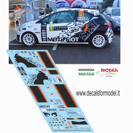 DECAL PEUGEOT 208 R2 - METIFFIOT - RALLY MONTECARLO 2016