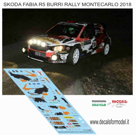 DECAL SKODA FABIA R5 - BURRI - RALLY MONTECARLO 2018