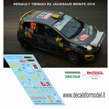 DECAL RENAULT TWINGO R2 - JAUSSAUD - RALLY MONTECARLO 2018