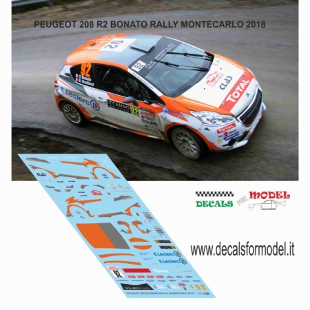 DECAL PEUGEOT 208 R2 - BONATO - RALLY MONTECARLO 2018