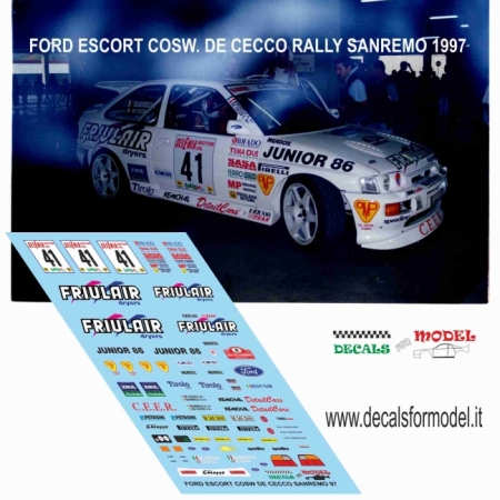 DECAL FORD ESCORT COSW. GR. A - DE CECCO - RALLY SANREMO 1997
