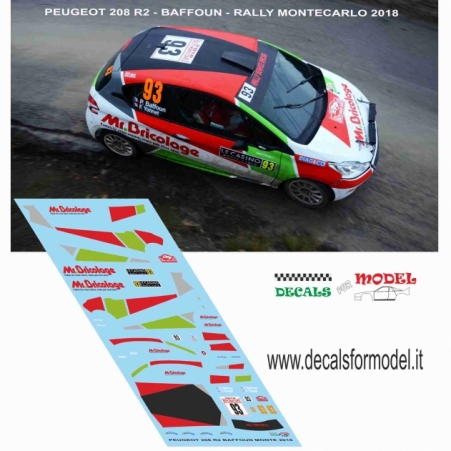 DECAL PEUGEOT 208 R2 - BAFFOUN - RALLY MONTECARLO 2018