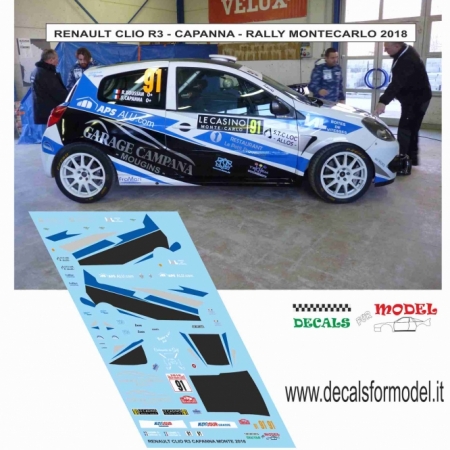 DECAL RENAULT CLIO R3 - CAPANNA - RALLY MONTECARLO 2018