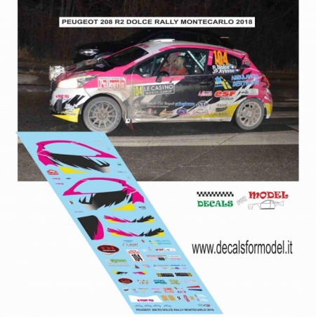DECAL PEUGEOT 208 R2 - DOLCE - RALLY MONTECARLO 2018