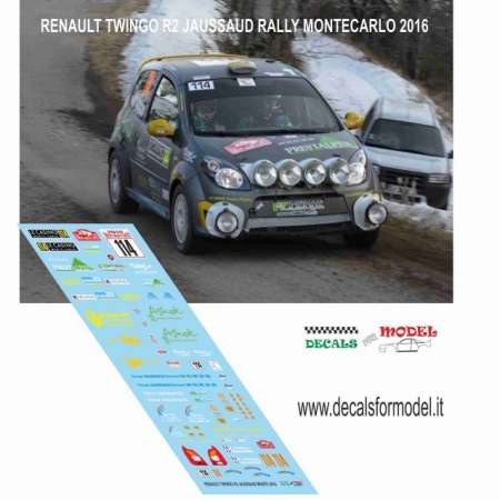 DECAL RENAULT TWINGO R2 - JAUSSAUD - RALLY MONTECARLO 2016