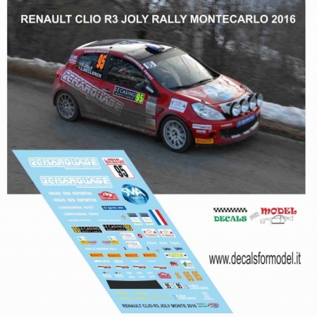 DECAL RENAULT CLIO R3 - JOLY - RALLY MONTECARLO 2016