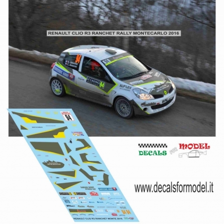 DECAL RENAULT CLIO R3 - RANCHET - RALLY MONTECARLO 2016