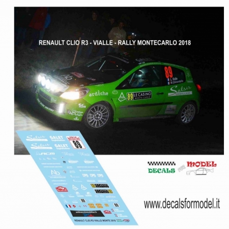 DECAL RENAULT CLIO R3 - VIALLE - RALLY MONTECARLO 2018