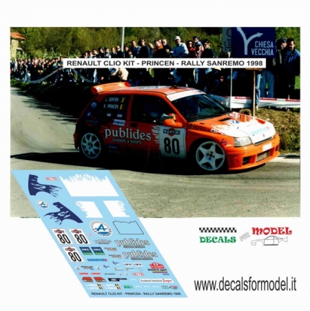 DECAL RENAULT CLIO MAXI - PRINCEN - RALLY SANREMO 1998