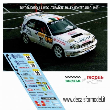 DECAL TOYOTA COROLLA WRC - TABATON - RALLY MONTECARLO 1999