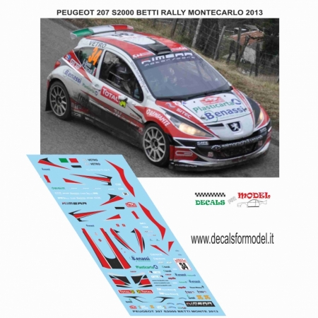 DECAL PEUGEOT 207 S2000 - BETTI - RALLY MONTECARLO 2013