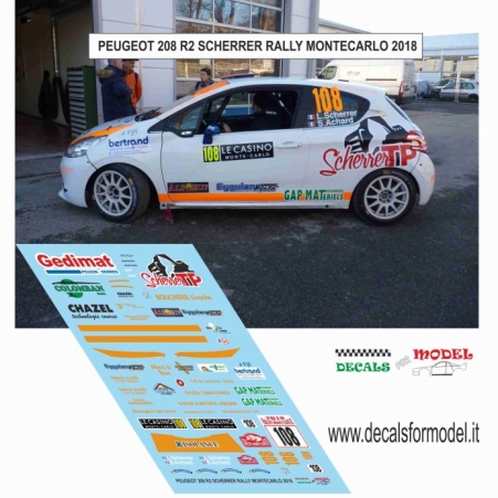 DECAL PEUGEOT 208 R2 - SCHERRER - RALLY MONTECARLO 2018