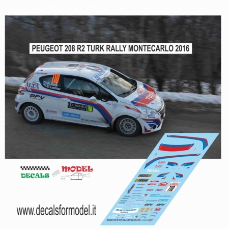 DECAL PEUGEOT 208 R2 -TURK - RALLY MONTECARLO 2016