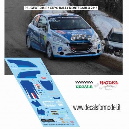 DECAL PEUGEOT 208 R2 - GRYC - RALLY MONTECARLO 2016