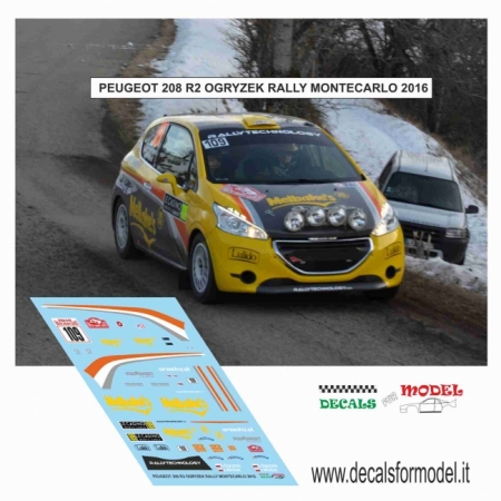 DECAL PEUGEOT 208 R2 - OGRYZEK - RALLY MONTECARLO 2016