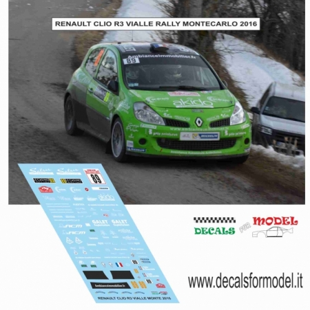 DECAL RENAULT CLIO R3 - VIALLE - RALLY MONTECARLO 2016