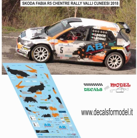 DECAL SKODA FABIA R5 - CHENTRE - RALLY VALLI CUNEESI 2018