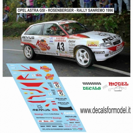 DECAL OPEL ASTRA GSI - ROSENBERGER - RALLY SANREMO 1996