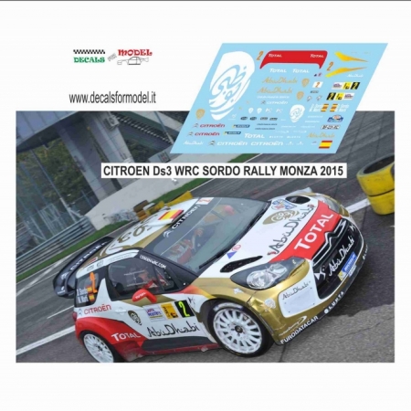 DECAL CITROEN DS3 WRC - SORDO - RALLY MONZA 2015