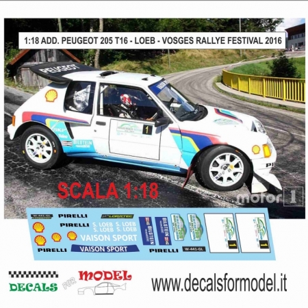 DECAL AGGIUNTIVO PEUGEOT 205 T16 - LOEB - VOSGES RALLY FESTIVAL 2016