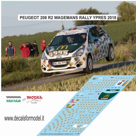 DECAL PEUGEOT 208 R2 - WAGEMANS - RALLY YPRES 2018