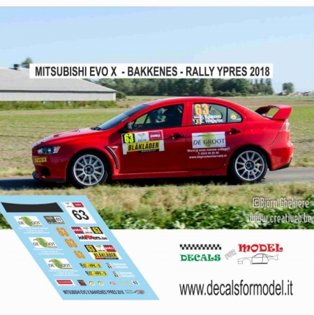 DECAL MITSUBISHI LANCER EVO X - BAKKENES - RALLY YPRES 2018