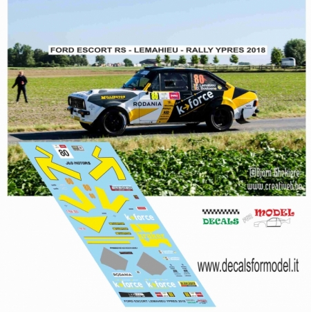 DECAL FORD ESCORT RS - LEMAHIEU - RALLY YPRES 2018