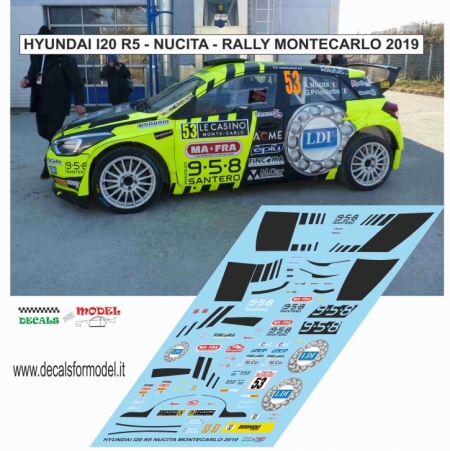 DECAL HYUNDAI I20 R5 - NUCITA - RALLY MONTECARLO 2019