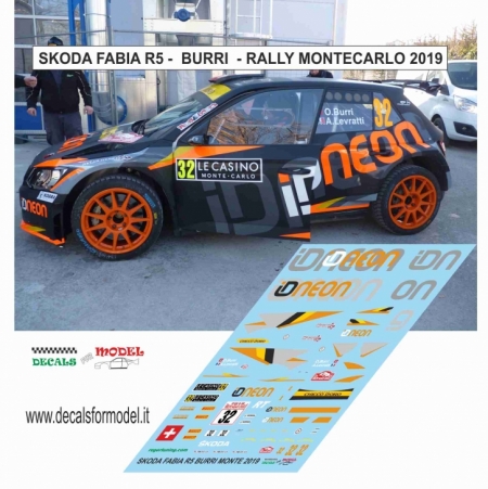 DECAL SKODA FABIA R5 - BURRI - RALLY MONTECARLO 2019