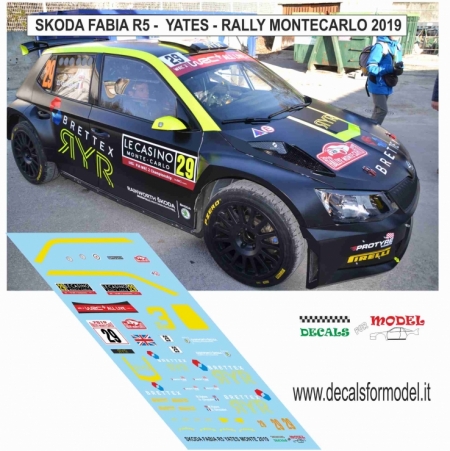 DECAL SKODA FABIA R5 - YATES - RALLY MONTECARLO 2019