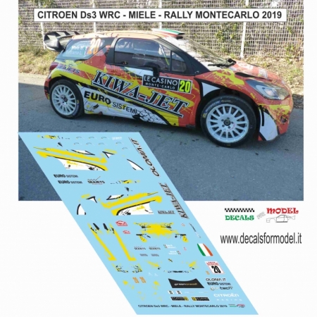 DECAL CITROEN DS3 R5 - MIELE - RALLY MONTECARLO 2019