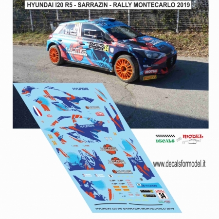 DECAL HYUNDAI I20 R5 - SARRAZIN - RALLY MONTECARLO 2019