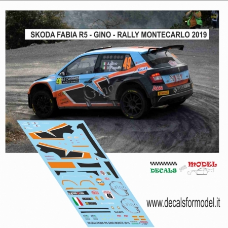 DECAL SKODA FABIA R5 - GINO - RALLY MONTECARLO 2019