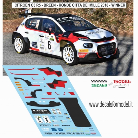 DECAL CITROEN C3 R5 - BREEN - RONDE CITTA DEI MOLLE 2018 - WINNER