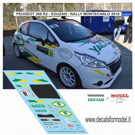 DECAL PEUGEOT 208 R2 - EOUZAN - RALLY MONTECARLO 2019