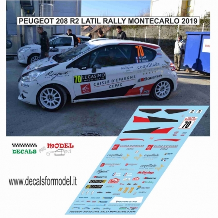 DECAL PEUGEOT 208 R2 - LATIL - RALLY MONTECARLO 2019