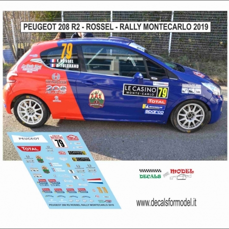 DECAL PEUGEOT 208 R2 - ROSSEL - RALLY MONTECARLO 2019