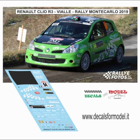 DECAL RENAULT CLIO R3 - VIALLE - RALLY MONTECARLO 2019