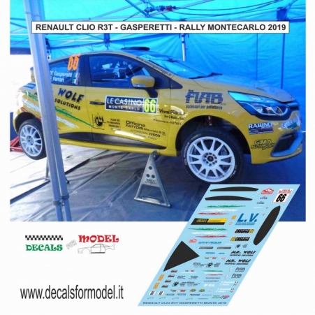 DECAL RENAULT CLIO R3T - GASPERETTI - RALLY MONTECARLO 2019