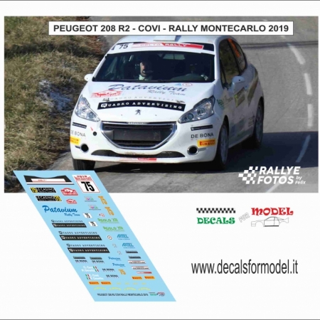 DECAL PEUGEOT 208 R2 - COVI - RALLY MONTECARLO 2019