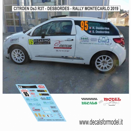 DECAL CITROEN DS3 R3T - DESBORDES - RALLY MONTECARLO 2019