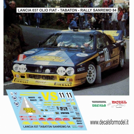 DECAL LANCIA 037 - VS OLIO FIAT - TABATON - RALLY SANREMO 1984