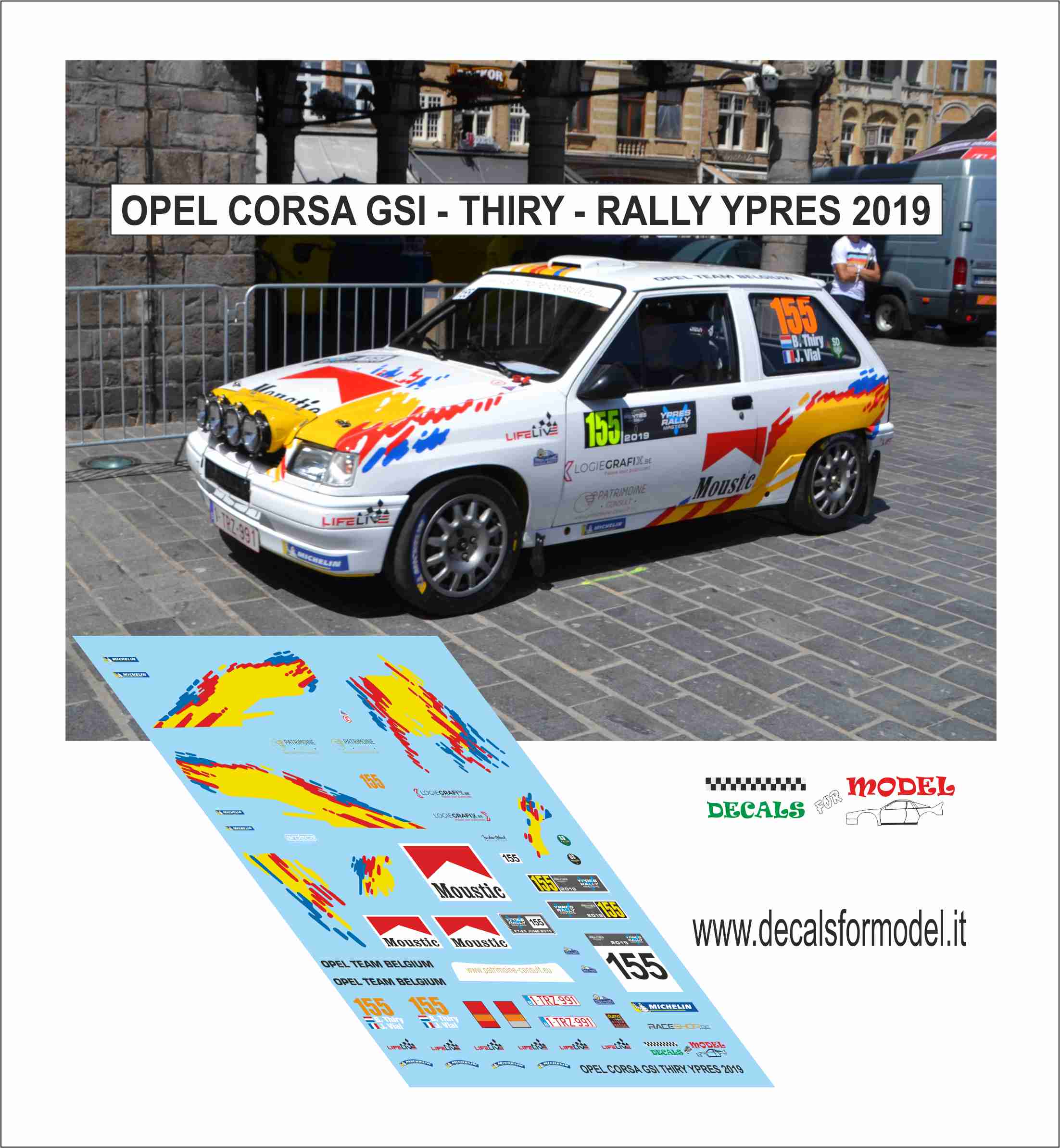 DECAL OPEL CORSA GSI - THIRY - RALLY YPRES 2019