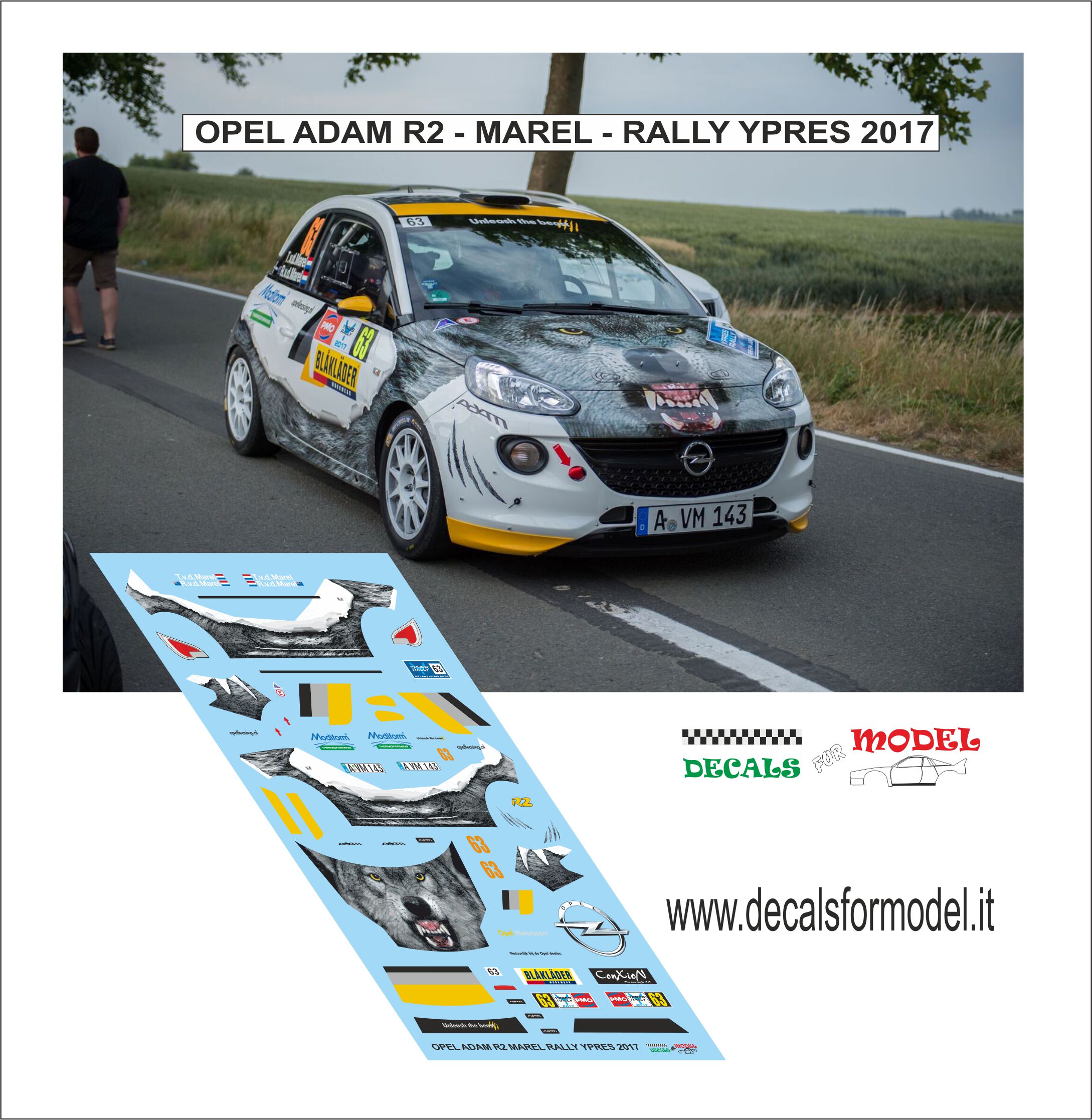 DECAL OPEL ADAM R2 - MAREL - RALLY YPRES 2017