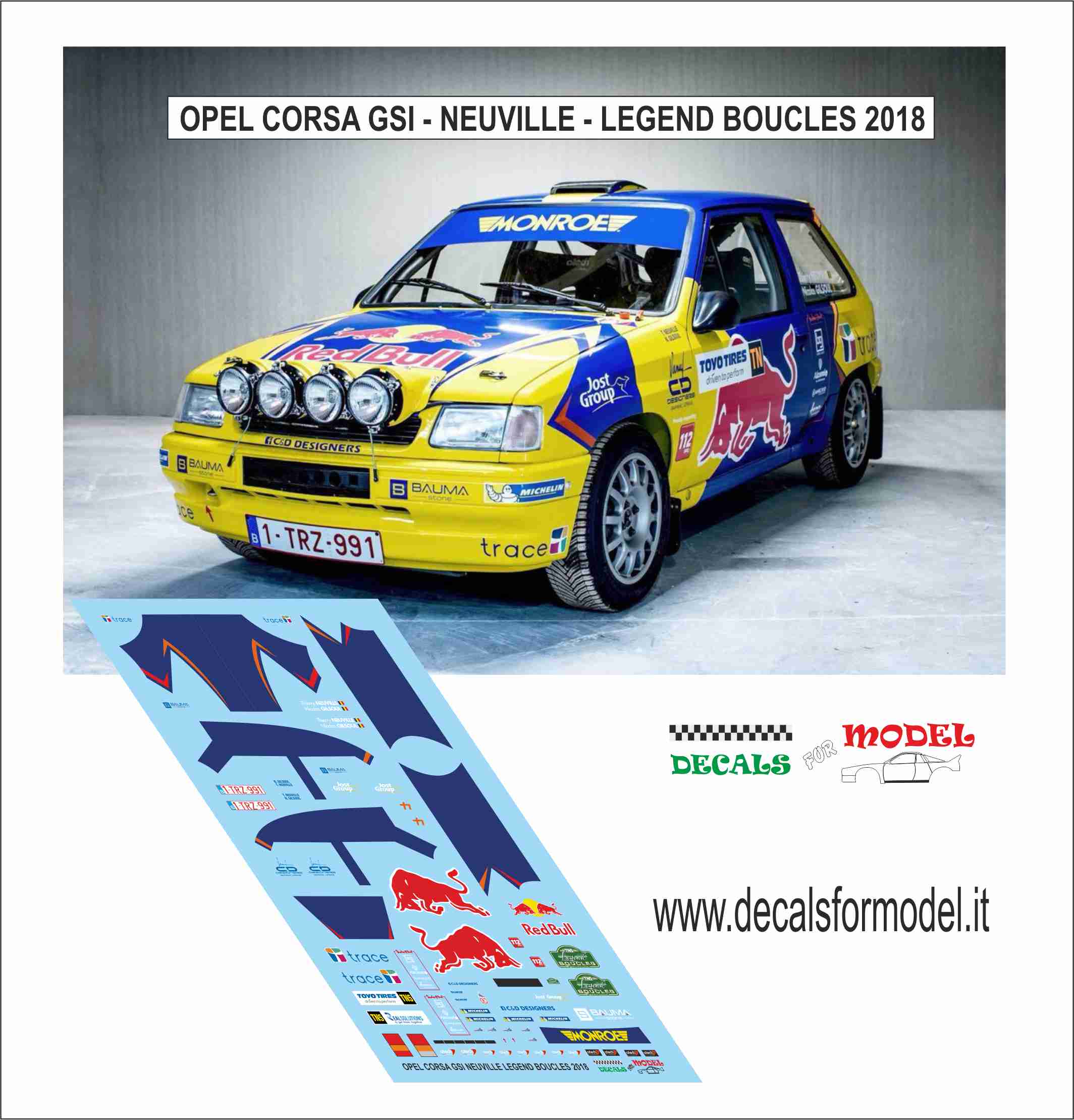 DECAL OPEL CORSA GSI - NEUVILLE - BOUCLES DE SPA STORICO 2018