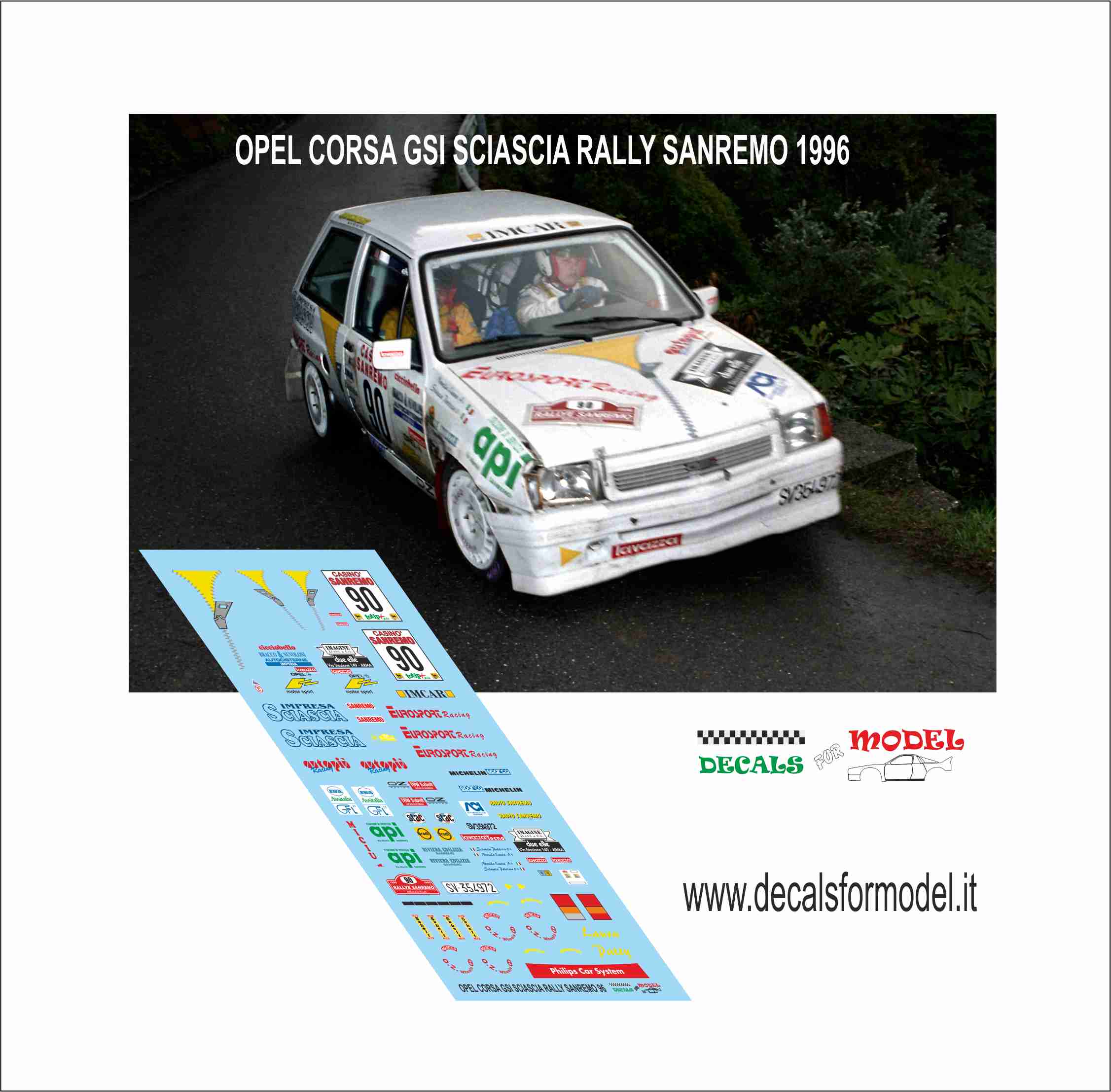 DECAL OPEL CORSA GSI - SCIASCIA - RALLY SANREMO 1996